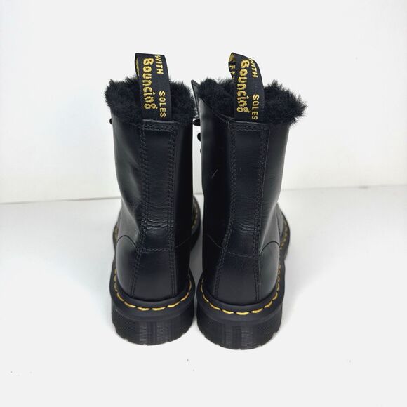 Dr. Martens Womens 6 Faux Fur Lined Lace-Up Leather Boots Black 1460 Serena - Picture 6 of 9